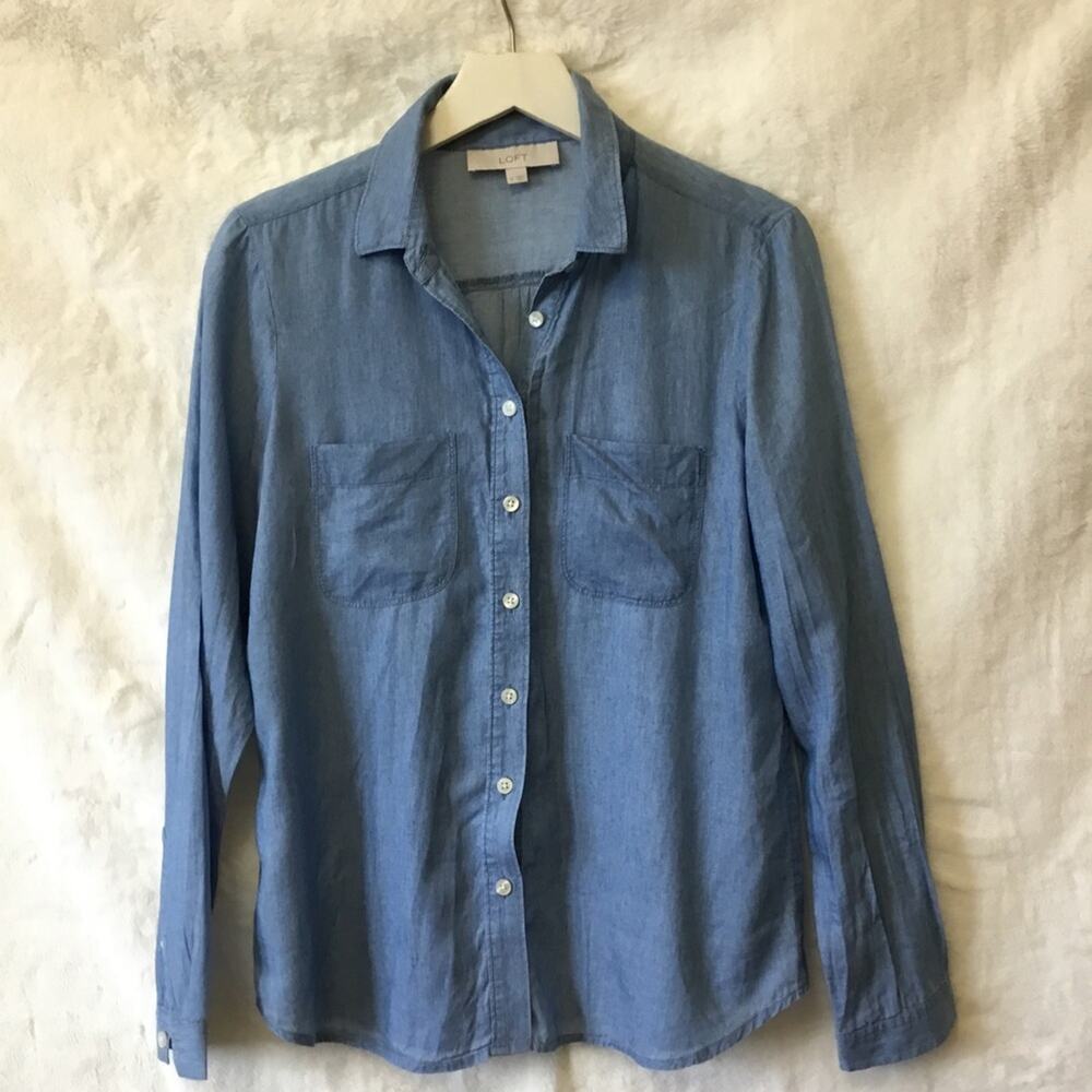 Loft Light Blue Long Sleeve Button Shirt